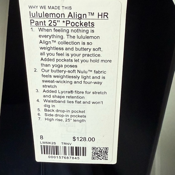 lululemon size 8 align 25” with pockets true navy - Picture 2 of 2
